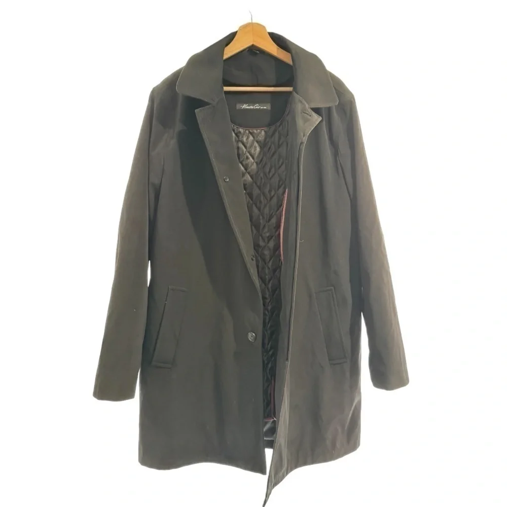 Kenneth Cole Water Repellent Trench Coat with Removable Lining, Black, Large